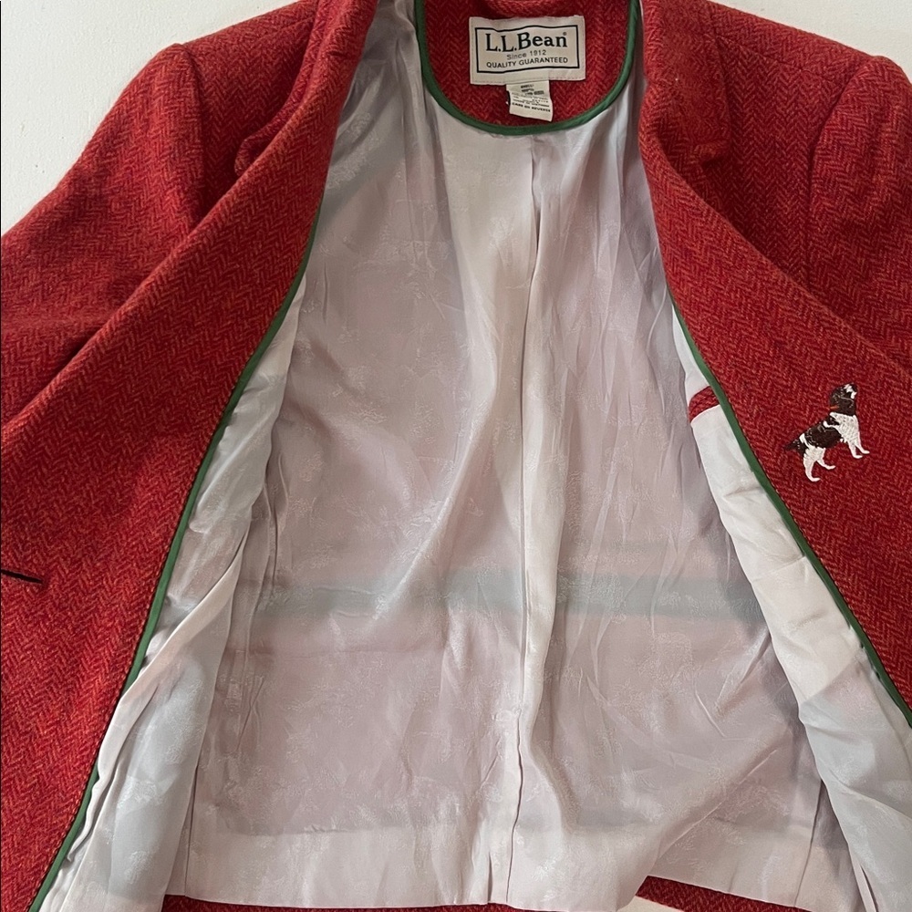 VINTAGE LLBean Herringbone Blazer w/ dog appliqué - Picture 8 of 12